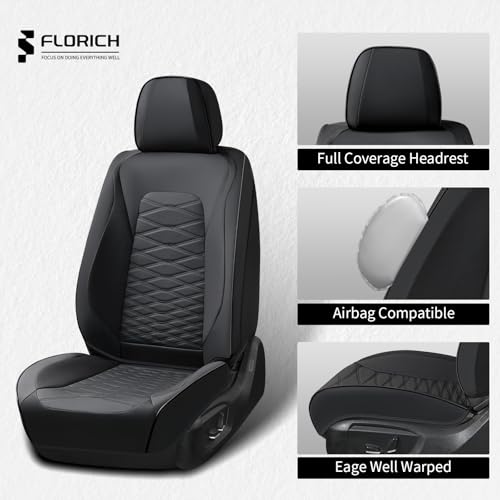 Image of FLORICH Car Seat Covers Front Seat, Leather Seat Covers for Cars, Waterproof Car Seat Protector Breathable, Front Seat Covers for Cars, Automotive Seat Covers Universal Fit for Most Cars SUV Truck