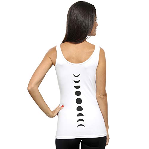 Organic Cotton Yoga Tank Tops Moon Phases Yoga Shirts Tees Top For Women Small White #TOP1
