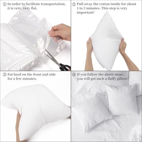 image for Fixwal 2pack Pillow Inserts, 26x26 Inches White Polyester Indoor Decor