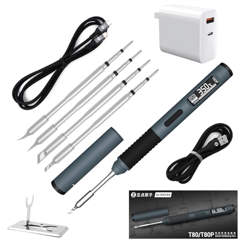 ALIENTEK �͂񂾂��ăL�b�g PD/QC 100W �~�j�f�W�^���͂񂾂��� 180~1000°F�������M T80/T80P�AType-C�|�[�^�u���f�W�^��OLED�X�N���[���f�B�X�v���C�A�I�[�g�X���[�v(T80P+C2C+4�^�C�v�`�b�v+PD 65W)