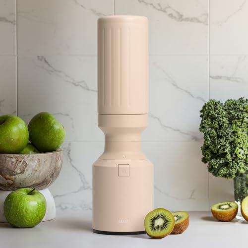 Image of Beast Mighty 850 Stainless Steel | Compact Personal Blender | Extra Vessels | Keeps Blends Cold | Smoothies, Shakes, Sauces, Dips | Portable Straw Caps and Lids | 850W (Sand)