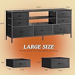 Huuger Dresser for Bedroom with Power Outlets and LED Lights, 7 Drawers TV Stand Dresser for 55 Inch TV, 47 Inches TV Console with Open Shelf, Wide Black Dresser, PU Leather, for Bedroom - Image 3