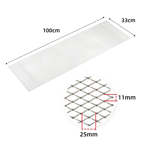 Image of AggAuto Universal 40 inchx13 inch Car Grill Mesh - Aluminum Alloy Automotive Grille Insert Bumper Hexagon Hole 11x25mm, One of the Most Multifunctional Shape Grids Silver
