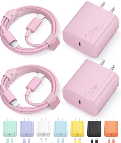 Novobit iPhone Charger Fast Charging USB Type C Charge Block for iPhone 16 16 Plus 16 Pro Max 15 15 Pro Max iPad Pro/AirPods  Pink