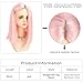 XC CLOUDS Pink Wigs - 16inch Glueless Straight Wigs For Black Women Lace Frontal Hair Wig with Middle Part Simulated Scalp Medium Length Bob Wigs for Halloween or Daily Synthetic Hair Lace Wig