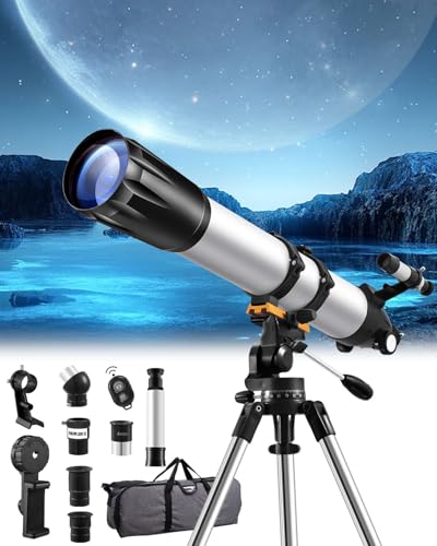 Bellanny Telescopio Astronomico per Adulti e Principianti - Apertura 90mm, 900mm Refrattori Telescopi Professionale, Telescope Portatile per Bambini con Treppiede, Adattatore Telefono, Filtro lunare