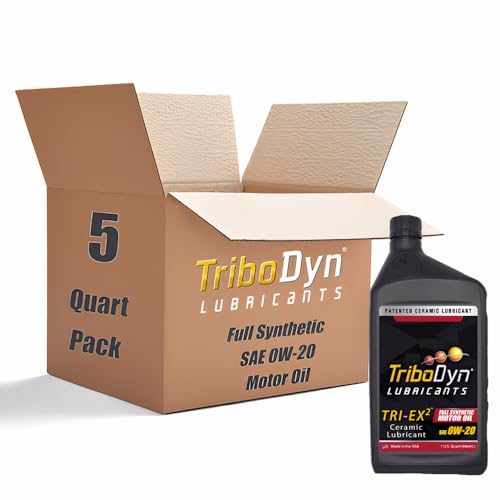 TriboDyn TRI-EX2 0W-20 Full Synthetic Motor Oil with Ceramic Coating, API SP, ILSAC GF-6 - Patented Ceramic Coating Improves HP and Fuel Economy (0W-20, 5 Quart Pack)