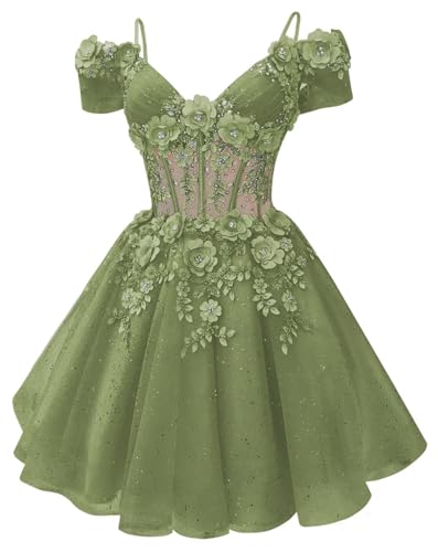 TRHTX Sparkly Beaded Short Homecoming Dress Off Shoulder DAMA Dresses Applique Tulle Cocktail Dresses