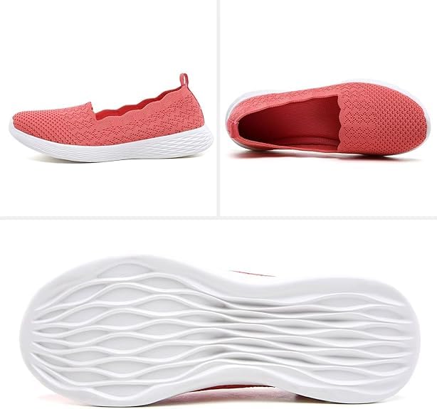 Image of Puxowe Women's Slip-On Walking Shoes | Lightweight Knit Sneakers with Memory Foam Insole, Breathable & Wide Fit Available for Daily Walking, Casual & Travel