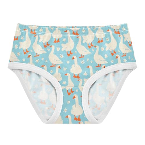 Girls' Underwear White Duck Flower Cotton Stretch Comfort Toddler Panties