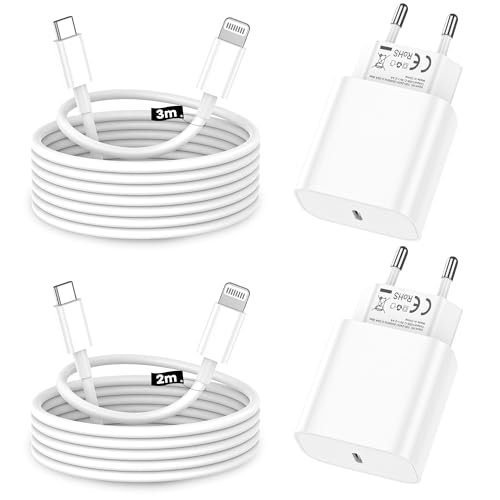 iPhone Ladekabel, [MFi-Zertifiziert] 2er-Pack iPhone Ladegerät Apple Ladekabel mit 2M&3M USB-C-auf-Lightning-Kabel für iPhone 14 13 12 11 Pro Max XS XR X 8 7 6 Plus 5 iPad