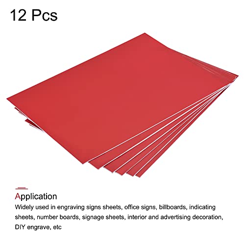 Image of MECCANIXITY ABS Engraving Double Color Sheet 7.9x12inch White /Red for Badge, Sign, DIY Carving Pack of 12