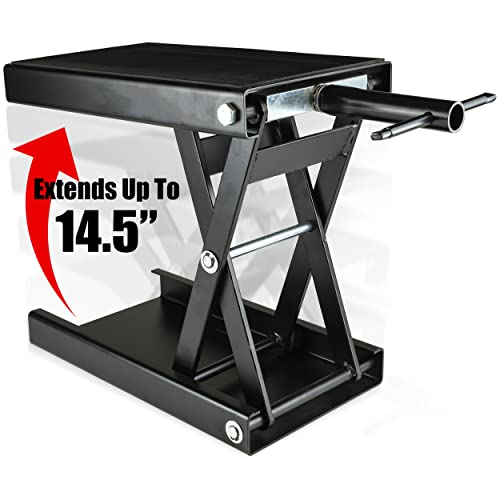 Venom 1,100lb Motorcycle Center Jack Hoist Scissor Lift Stand Motorcycle Dirtbike ATV Motorcycle Center Jack Hoist Scissor Lift Stand, Black (SMI2055)
