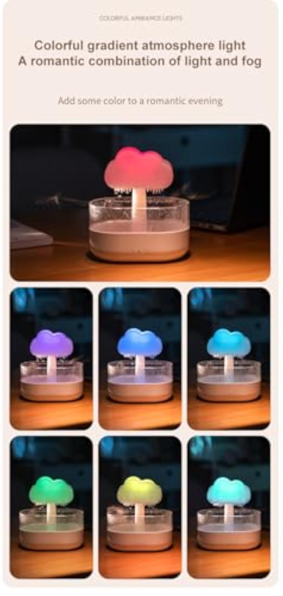 Rain Cloud Humidifier with LED Night Light