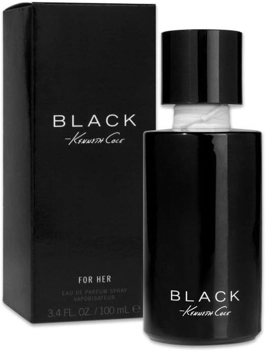 Kenneth Cole Black for Her Eau de Parfum Spray Perfume para mujer, aroma cálido, fresco, femenino y botánico, notas de exuberantes flores, cítricos, sándalo y almizcle, fragancia de larga duración, 3.4 onzas líquidas. Onz
