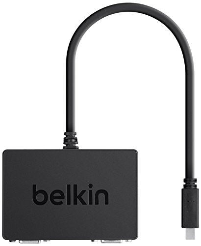 Belkin Mini Display Port to 2X VGA + 3.5 mm Splitter Dongle (F2CD061), Not Compatible with Microsoft Surface Pro 3 Tablets & Pro 3 Docks, MacBook Air 10.8 or Newer Versions