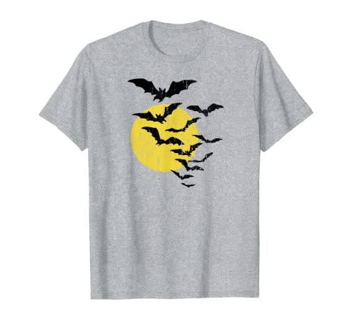 Halloween Sciame di pipistrelli Luna piena Spettrale Arte Grafica Raccapricciante Maglietta