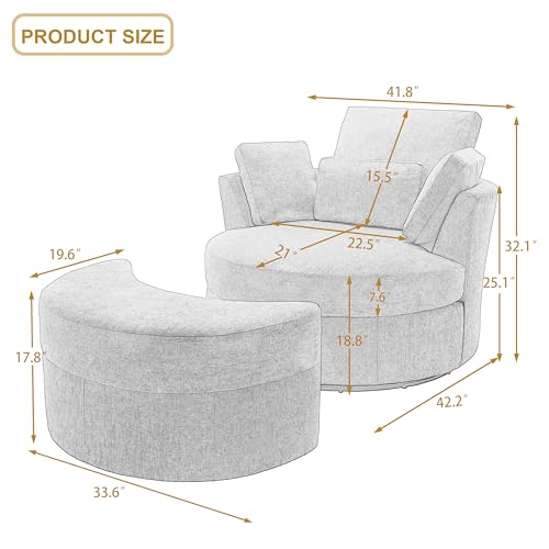Sillón Barrel Giratorio Chenille Mostaza miniatura 2