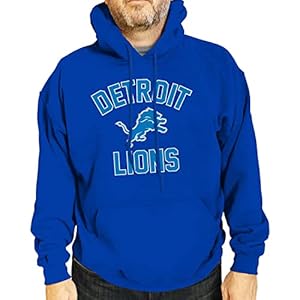Team Fan Apparel NFL Adult Gameday Hooded Sweatshirt – Poly Fleece Cotton Blend – Stay Warm and Represent Your Team in Style (Detroit Lions – Blue, Adult Large)