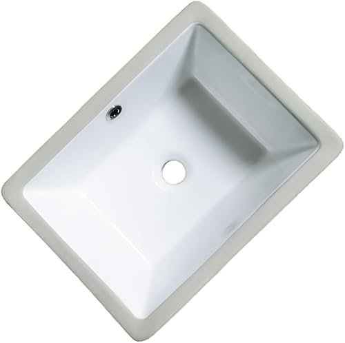 Miniatura 2 de Lavabo de baño de 16 pulgadas con montaje inferior rectangular de porcelana blanca de 15.75 x 11.82 pulgadas, lavabo de cerámica con desbordamiento,