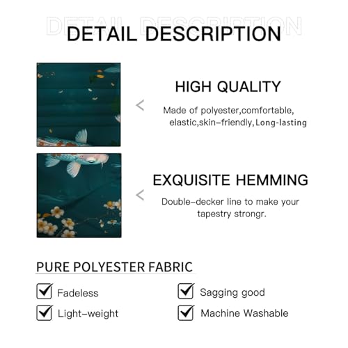 Tenture murale koi dans l'eau impression textile haut de gamme 230x180cm