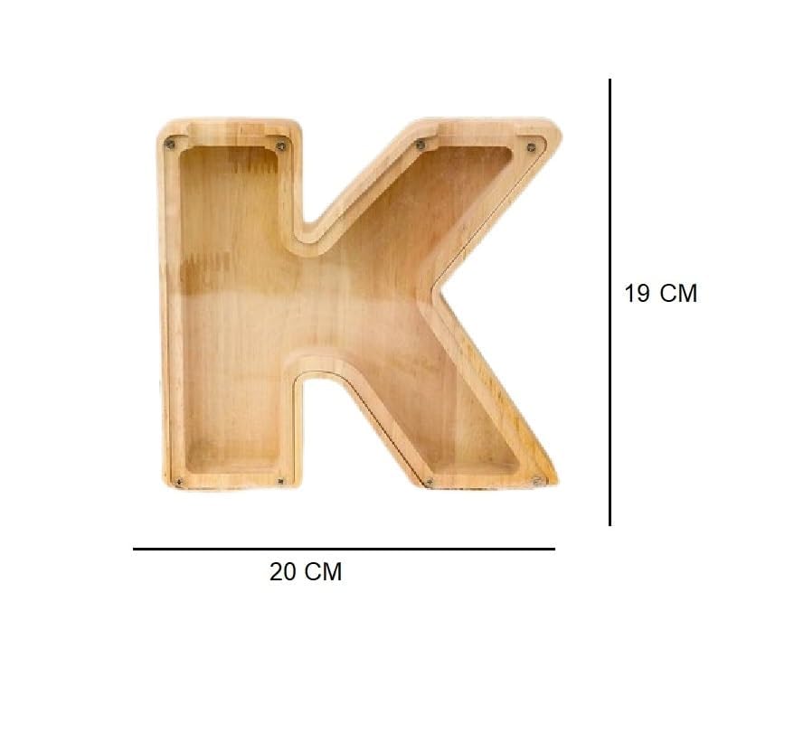 ANAIZA Wooden Alphabet Piggy Bank A to Z – Personalized Letter Coin Bank for Kids, Toddlers – Educational Montessori Toy – Durable Clear Front Money Box (K) 1