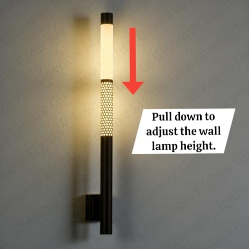 Image of Glowave Modern Black 700mm Metal LED Long Tube Wall Light with Adjustable Height - Tricolour | Warm White,White, Natural White | (203 /BK)