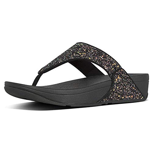 FitFlop Lulu Glitter Toe-Thongs, Sandalias de Punta Descubierta Mujer, Multicolor (Black Mix...
