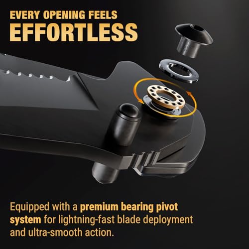 Image of GOOD WORKER Legal Pocket Knife with 2.95 inch Serrated Blade, Glass Breaker, Seat Belt Cutter - EDC Sharp Folding Knives with Portable Clip - Small Tool for Tactical Camping Survival Hiking - Gifts for Men, Women