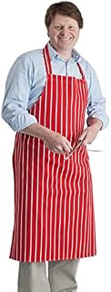 Striped Butchers Apron Red & White Professional Kitchen Apron