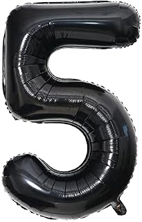 Colourful Number Balloons, 40inch Large Rainbow Number 5 Balloon Foil Mylar Helium Birthday Balloons for Birthday Party Decoration (Rainbow, Number 5)
