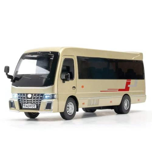 Image of 1.32 Scale Toyo ta Coaster Bus Exclusive Alloy Metal Pull Back Die-cast Model with Sound Light Mini Auto Toy for Kids Metal Model Toy with Sound and Light. (1.32 Scale -Golden)