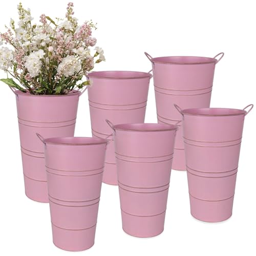 vensovo 12 Inch Galvanized Metal Vases for Flowers - 6