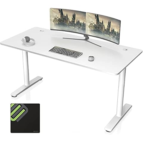 EUREKA ERGONOMIC Computer Desk Large Office Study Desk Simple PC Laptop Table Computer Workstation with Mousepad for Home and Office (White, 152 x 70 cm) Cover