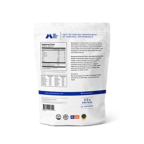 Momentous Essential Grass-Fed Whey Protein Isolate, 24 Servings Per Pouch for Essential Everyday Use, Gluten-Free, NSF Certified (Chocolate) - Image 3