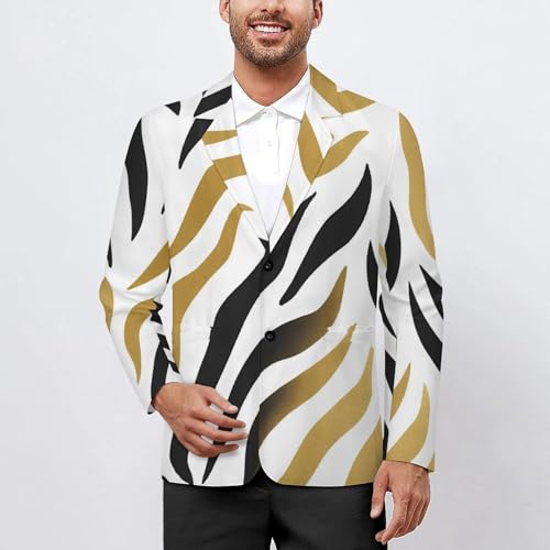 Zebra Pattern Men's Blazer Printed Button Suit Jacket Slim Sport Coat Blazers2