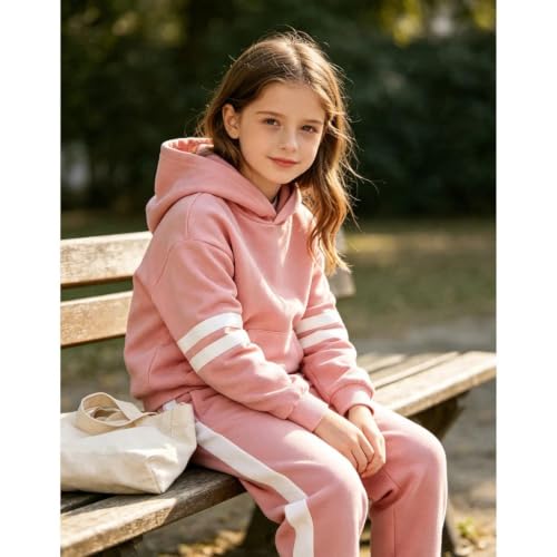 Image of Girls Sweatsuit Set Cute Hooded Sweatshirt & Jogger Pants with Pocket Casual Outfuts Set