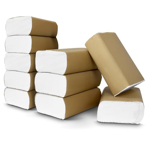 Pack of 2000 (10 Packs – 200 Per/Pack) 1Ply Z-Fold Hand Paper Towels Sheets White 210mm x 210mm. Dispenser Compatible | Ideal for Kitchen, Catering, Bathroom, Restroom