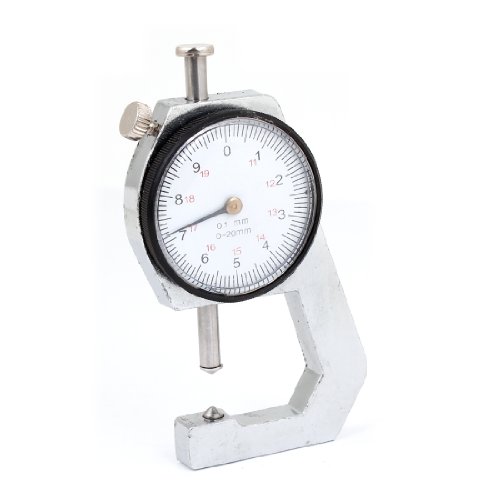 Aexit Silver Tone Measuring tools Black Rounded Dial Case 0-20mm x 0.1mm Thickness Gauge Model:78as513qo647