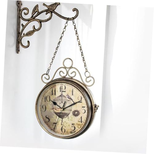 Horloge murale double face silencieuse en fer forgé rétro Gatuida - 7