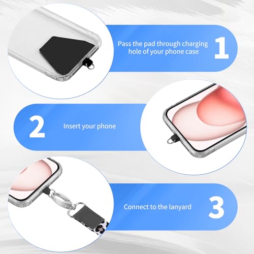 Image of OUTXE Phone Lanyard - 4x Pads, 1x Adjustable Neck Strap, 1x Wrist Strap, Nylon Phone Lanyard Compatible with All Smartphone