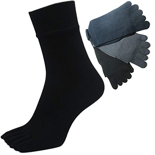 [アスカ] 5本指ソックス 旭化成消臭ROICA使用 ハーフ丈 メンズ 27-29cm 3足