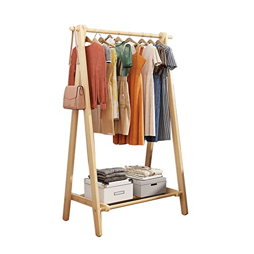 Burro Perchero de Ropa con Estantes Perchero de Pie Multiusos Fuerte Colgador Madera Estable Estante Colgante para Entrada Vestidor Pasillo Dormitorio (Color : Wood Color, Size : 100x46x150cm) Cover