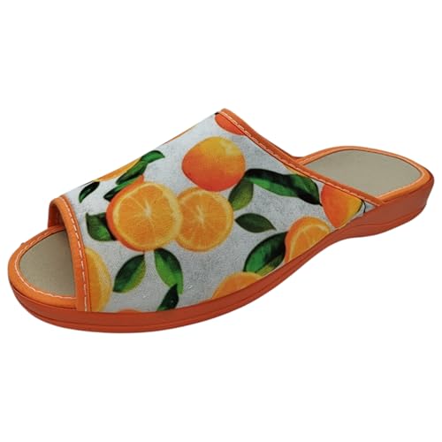 Chaussons d'été pour femme au design de fruits et finitions semelle antidérapante