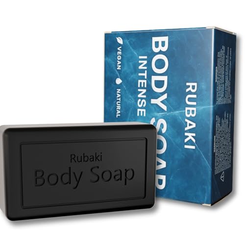 Feste Duschseife Männer – Rubaki Obsidian Herren Seife für Körper, Gesicht & Bart – vegan, plastikfrei & ergiebig – 100g