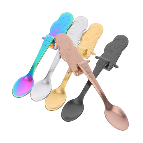 Beaupretty 5個 美人?コーヒースプーンステンレス製軽量カラフル攪拌用スプーン家 レストラン用おしゃれ計量ティースプーン