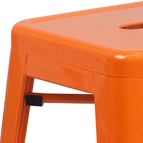 Emma + Oliver Commercial Grade 24" H Backless Orange Metal Indoor-Outdoor Counter Height Stool #TOP6