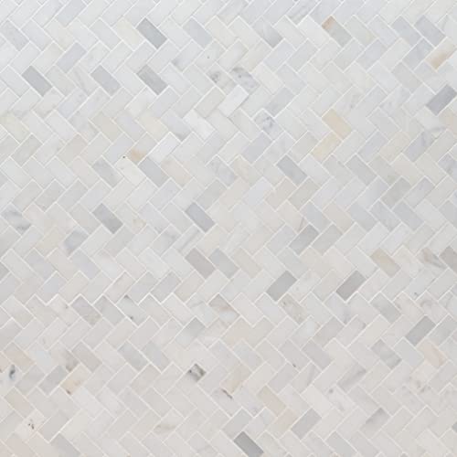 MSI Arabescato Carrara Honed Marble Herringbone Tile Kitchen & Shower
