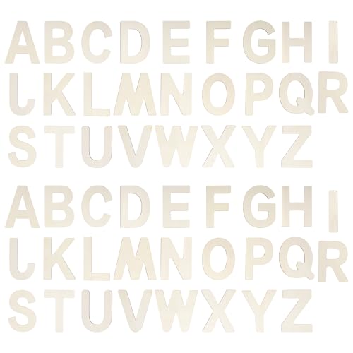 Miayon 52 Pieces Wooden Alphabet Letters Wood Letter Sign 4 Inch for Crafts DIY Painting Wall Home Decor