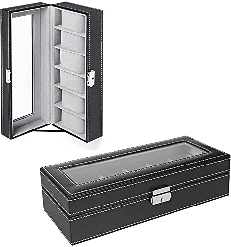 PREMVATI About Space Watch Case Storage Organizer Box Faux Leather Finish and Transparent Glass (Black -6 Slot) (B0BC2FMXZ2) Amazon Price History, Amazon Price Tracker